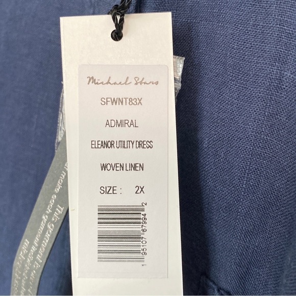 Michael Stars Linen Eleanor Utility Dress in Navy Size 2X NWT - Picture 7 of 10